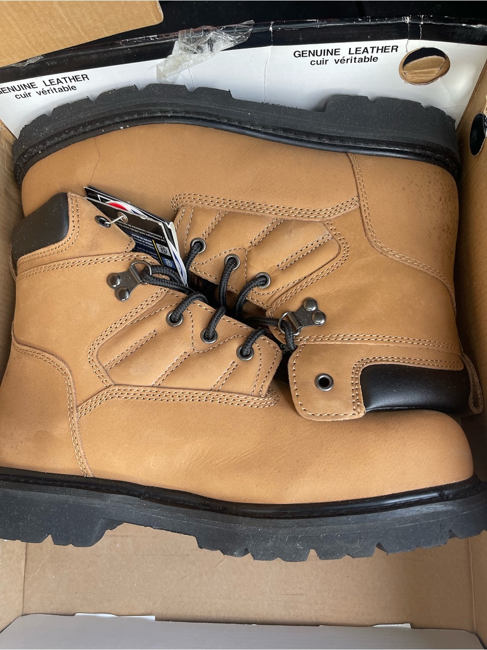 Men's Tan Leather Work Boots - Rugged Lace-Up Safety Style